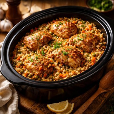 Image of Chicken and Rice in the Slow Cooker