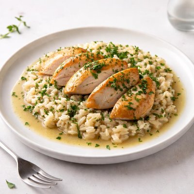 Image of Chicken and Rice in Wine Herb Sauce