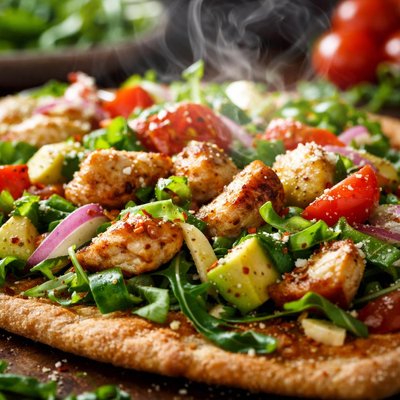 Image of Chicken and Salad Pizza Flat Belly Diet Recipe