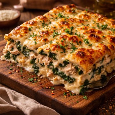 Image of Chicken and Spinach Alfredo Lasagna