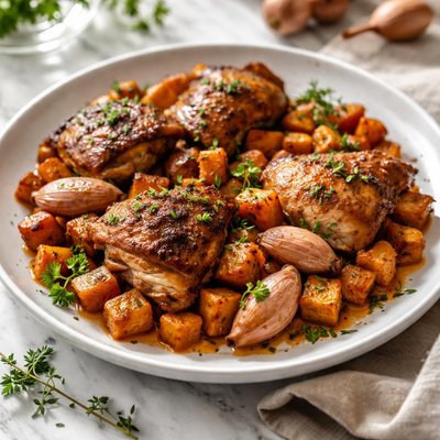 Image of Chicken and Sweet Potatoes with Shallots