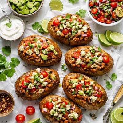 Image of Chicken and Tomato Topped Potatoes