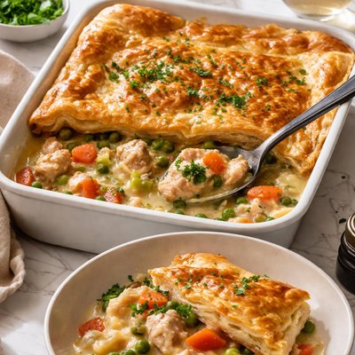 Image of Chicken and Vegetable Casserole with Puff Pastry Pot Pie