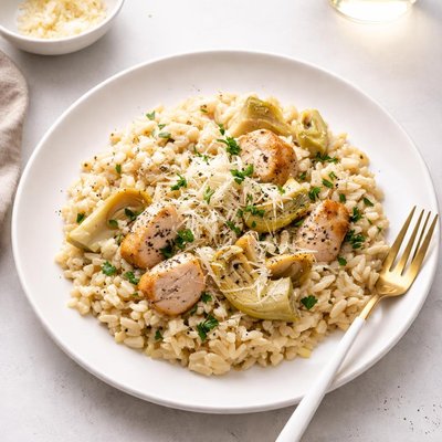 Image of Chicken Artichoke Risotto with Gruyere Cheese