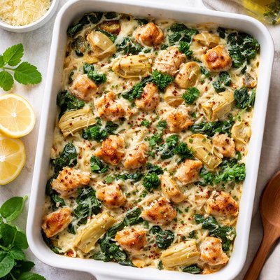Image of Chicken Artichoke Spinach Casserole
