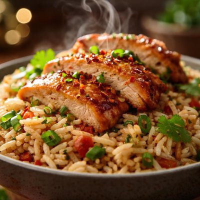 Image of Chicken Atop Rice