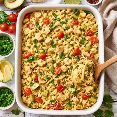 Image of Chicken Avocado Spaghetti and Cheese Sauce Bake