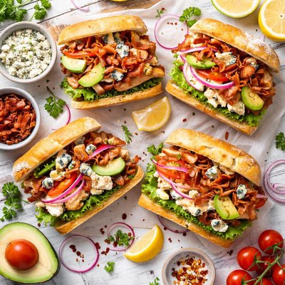 Image of Chicken Bacon and Blue Cheese Sandwiches