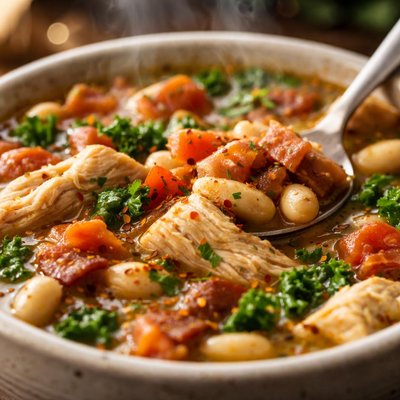 Image of Chicken Bacon and White Bean Soup Portuguese Style