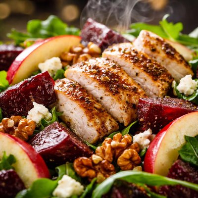 Image of Chicken Beets Apple and Walnut Salad