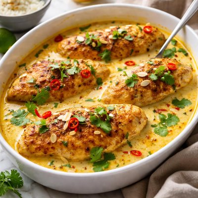 Image of Chicken Breasts Baked with Curried Cream Sauce