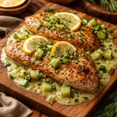 Image of Chicken Breasts in Cucumber and Lemon Sauce