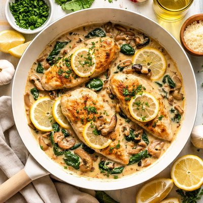 Image of Chicken Breasts in Lemon Mushroom Sauce