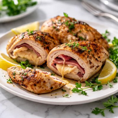 Image of Chicken Breasts Stuffed with Ham and Cheese