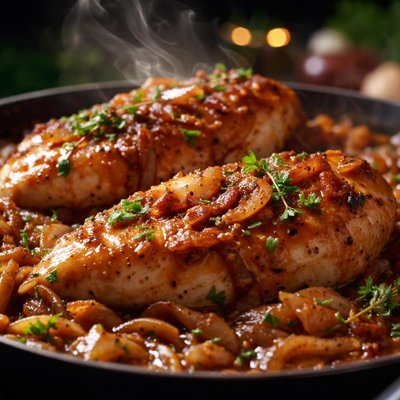 Image of Chicken Breasts with Caramelized Onion Sauce