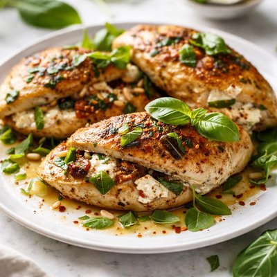 Image of Chicken Breasts with Goat Cheese and Basil