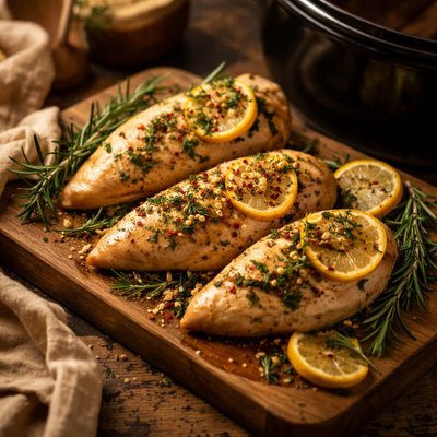 Image of Chicken Breasts with Lemon and Fresh Rosemary Crock Pot