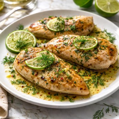 Image of Chicken Breasts with Lime Dill Butter Sauce