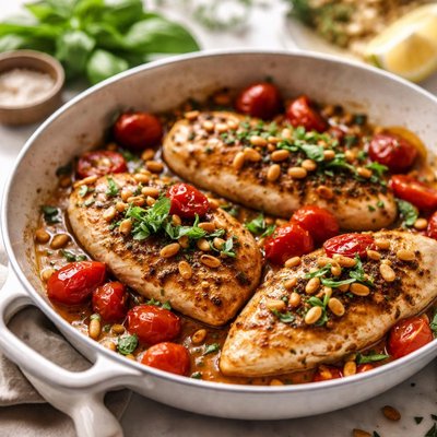 Image of Chicken Breasts with Pine Nuts and Tomatoes