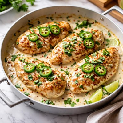 Image of Chicken Breasts with Sour Cream and Jalapenos