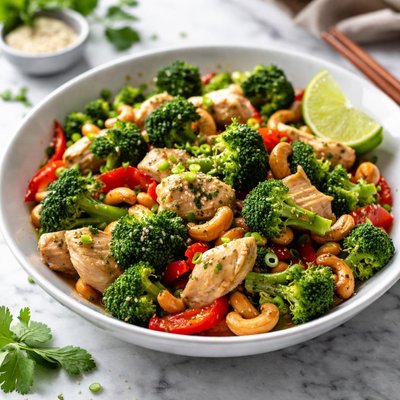Image of Chicken Broccoli and Cashew Stir Fry Flat Belly Diet Recipe