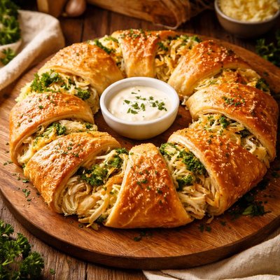 Image of Chicken Broccoli and Cheese Crescent Wreath