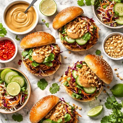 Image of Chicken Burgers with Peanut Sauce