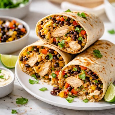Image of Chicken Burritos with Cheese and Black Bean Salsa