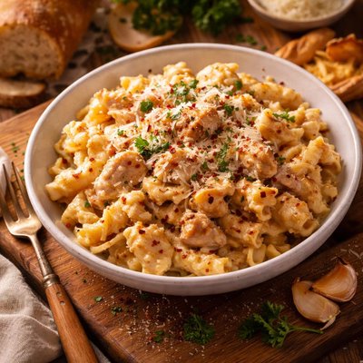 Image of Chicken Campanelle Pasta with Roasted Garlic Cream
