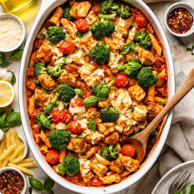 Image of Chicken Casserole with Pasta Tomato and Broccoli