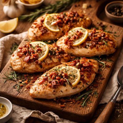 Image of Chicken Cutlets with Bacon Rosemary and Lemon