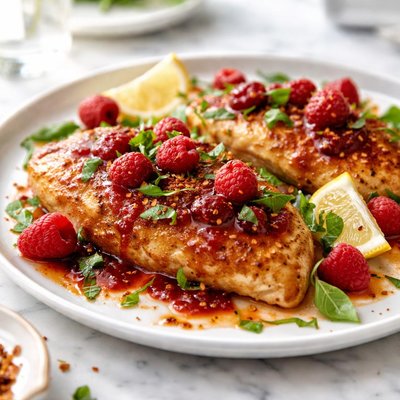 Image of Chicken Cutlets with Fresh Raspberries