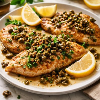 Image of Chicken Cutlets with Fried Capers Parsley and Lemon