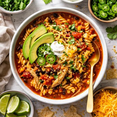 Image of Chicken Enchilada Pasta Soup
