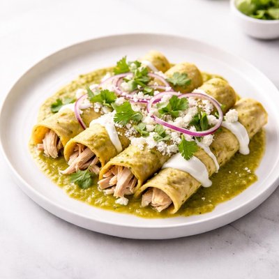 Image of Chicken Enchiladas with Tomatillo Sauce Enchiladas Verdes