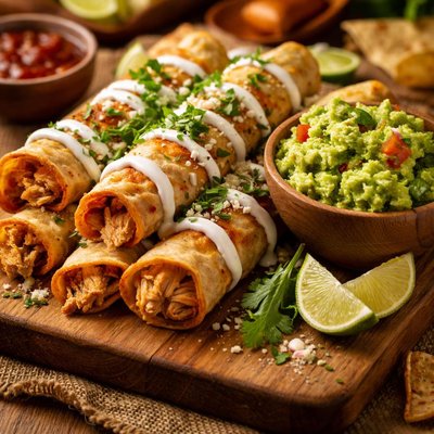 Image of Chicken Flautas with Chunky Guacamole