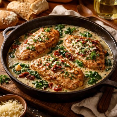 Image of Chicken Florentine in a White Wine Sauce