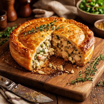 Image of Chicken Friand Tourte Au Poulet Et Champignons