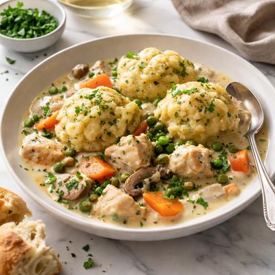 Image of Chicken Fricassee and Dumplings Lighter Version