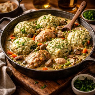 Image of Chicken Fricassee with Chive Dumplings