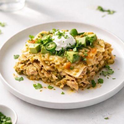 Image of Chicken Green Chile Enchilada Casserole Vegetarian