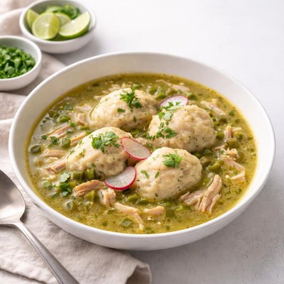 Image of Chicken Green Chile Soup with Tamale Dumplings