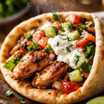 Image of Chicken Gyros with Cucumber Salsa and Tsatsiki