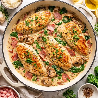 Image of Chicken Ham and Mushroom Dish
