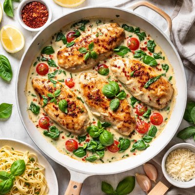 Image of Chicken in Basil Cream Sauce