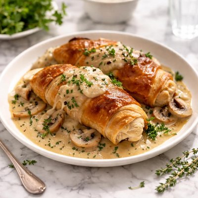 Image of Chicken in Blanket with Mushroom Sauce