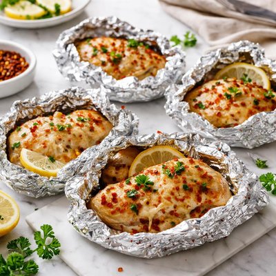 Image of Chicken in Foil Triangles Aka Twice Baked Chicken