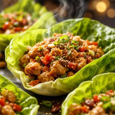 Image of Chicken in Lettuce Leaves