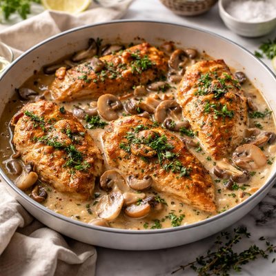 Image of Chicken in Mushroom Wine Sauce