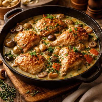Image of Chicken in Riesling Coq Au Vin Blanc